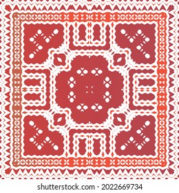 Traditional ornate mexican talavera. Bathroom design. Vector seamless pattern flyer. Red abstract background for web backdrop, print, pillows, surface texture, wallpaper, towels.