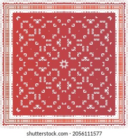 Traditional ornate mexican talavera. Bathroom design. Vector seamless pattern flyer. Red abstract background for web backdrop, print, pillows, surface texture, wallpaper, towels.