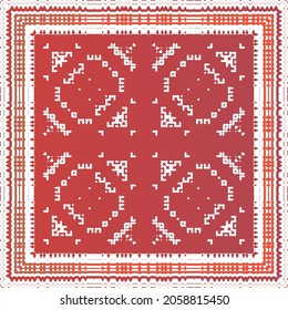 Traditional ornate mexican talavera. Bathroom design. Vector seamless pattern flyer. Red abstract background for web backdrop, print, pillows, surface texture, wallpaper, towels.