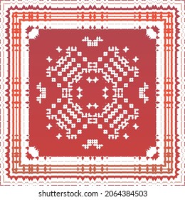 Traditional ornate mexican talavera. Bathroom design. Vector seamless pattern flyer. Red abstract background for web backdrop, print, pillows, surface texture, wallpaper, towels.