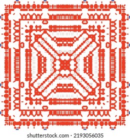 Traditional ornate mexican talavera. Bathroom design. Vector seamless pattern concept. Red abstract background for web backdrop, print, pillows, surface texture, wallpaper, towels.