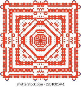 Traditional ornate mexican talavera. Bathroom design. Vector seamless pattern concept. Red abstract background for web backdrop, print, pillows, surface texture, wallpaper, towels.