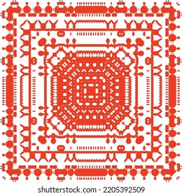 Traditional ornate mexican talavera. Bathroom design. Vector seamless pattern concept. Red abstract background for web backdrop, print, pillows, surface texture, wallpaper, towels.