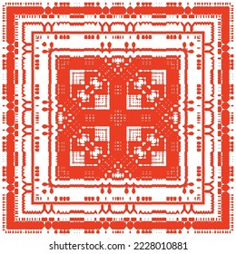Traditional ornate mexican talavera. Bathroom design. Vector seamless pattern concept. Red abstract background for web backdrop, print, pillows, surface texture, wallpaper, towels.