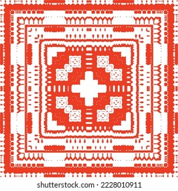 Traditional ornate mexican talavera. Bathroom design. Vector seamless pattern concept. Red abstract background for web backdrop, print, pillows, surface texture, wallpaper, towels.