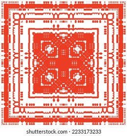 Traditional ornate mexican talavera. Bathroom design. Vector seamless pattern concept. Red abstract background for web backdrop, print, pillows, surface texture, wallpaper, towels.