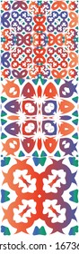 Traditional ornate mexican talavera. Collection of vector seamless patterns. Modern design. Red abstract backgrounds for web backdrop, print, pillows, surface texture, wallpaper, towels.