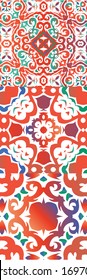 Traditional ornate mexican talavera. Collection of vector seamless patterns. Bathroom design. Red abstract backgrounds for web backdrop, print, pillows, surface texture, wallpaper, towels.