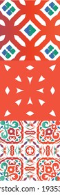 Traditional ornate mexican talavera. Collection of vector seamless patterns. Universal design. Red abstract backgrounds for web backdrop, print, pillows, surface texture, wallpaper, towels.