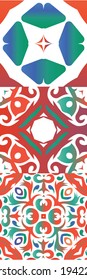 Traditional ornate mexican talavera. Collection of vector seamless patterns. Modern design. Red abstract backgrounds for web backdrop, print, pillows, surface texture, wallpaper, towels.