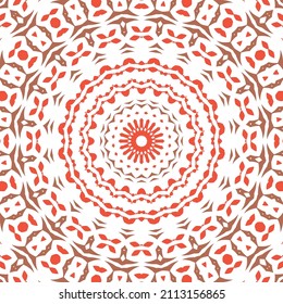 Traditional ornate mexican talavera. Colored design. Vector seamless pattern flyer. Red abstract background for web backdrop, print, pillows, surface texture, wallpaper, towels.