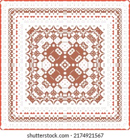 Traditional ornate mexican talavera. Colored design. Vector seamless pattern flyer. Red abstract background for web backdrop, print, pillows, surface texture, wallpaper, towels.