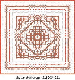 Traditional ornate mexican talavera. Colored design. Vector seamless pattern flyer. Red abstract background for web backdrop, print, pillows, surface texture, wallpaper, towels.