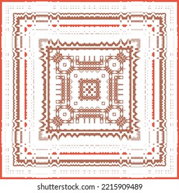 Traditional ornate mexican talavera. Colored design. Vector seamless pattern flyer. Red abstract background for web backdrop, print, pillows, surface texture, wallpaper, towels.