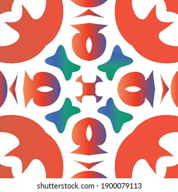 Traditional ornate mexican talavera. Creative design. Vector seamless pattern trellis. Red abstract background for web backdrop, print, pillows, surface texture, wallpaper, towels.