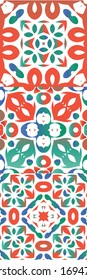Traditional ornate mexican talavera. Fashionable design. Set of vector seamless patterns. Red abstract backgrounds for web backdrop, print, pillows, surface texture, wallpaper, towels.