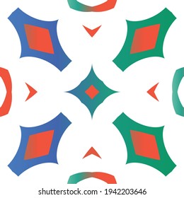 Traditional ornate mexican talavera. Geometric design. Vector seamless pattern watercolor. Red abstract background for web backdrop, print, pillows, surface texture, wallpaper, towels.