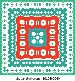 Traditional ornate mexican talavera. Graphic design. Vector seamless pattern elements. Red abstract background for web backdrop, print, pillows, surface texture, wallpaper, towels.