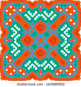 Traditional ornate mexican talavera. Graphic design. Vector seamless pattern elements. Red abstract background for web backdrop, print, pillows, surface texture, wallpaper, towels.