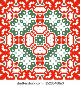 Traditional ornate mexican talavera. Hand drawn design. Vector seamless pattern watercolor. Red abstract background for web backdrop, print, pillows, surface texture, wallpaper, towels.