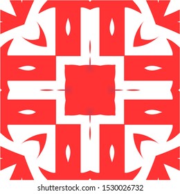 Traditional ornate mexican talavera. Hand drawn design. Vector seamless pattern watercolor. Red abstract background for web backdrop, print, pillows, surface texture, wallpaper, towels.