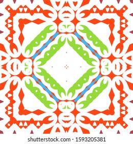 Traditional ornate mexican talavera. Hand drawn design. Vector seamless pattern watercolor. Red abstract background for web backdrop, print, pillows, surface texture, wallpaper, towels.