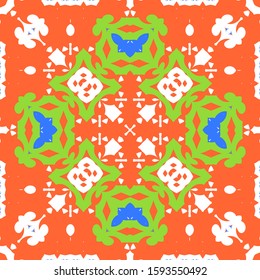 Traditional ornate mexican talavera. Hand drawn design. Collection of vector seamless patterns. Red abstract backgrounds for web backdrop, print, pillows, surface texture, wallpaper, towels.