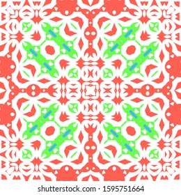 Traditional ornate mexican talavera. Hand drawn design. Vector seamless pattern watercolor. Red abstract background for web backdrop, print, pillows, surface texture, wallpaper, towels.