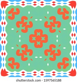 Traditional ornate mexican talavera. Hand drawn design. Vector seamless pattern watercolor. Red abstract background for web backdrop, print, pillows, surface texture, wallpaper, towels.