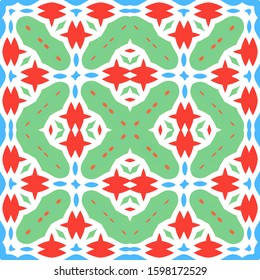 Traditional ornate mexican talavera. Hand drawn design. Vector seamless pattern watercolor. Red abstract background for web backdrop, print, pillows, surface texture, wallpaper, towels.