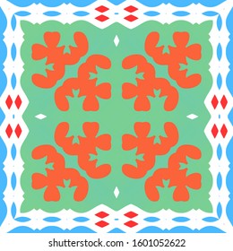 Traditional ornate mexican talavera. Hand drawn design. Vector seamless pattern watercolor. Red abstract background for web backdrop, print, pillows, surface texture, wallpaper, towels.
