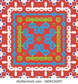Traditional ornate mexican talavera. Hand drawn design. Collection of vector seamless patterns. Red abstract backgrounds for web backdrop, print, pillows, surface texture, wallpaper, towels.