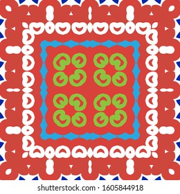 Traditional ornate mexican talavera. Hand drawn design. Collection of vector seamless patterns. Red abstract backgrounds for web backdrop, print, pillows, surface texture, wallpaper, towels.