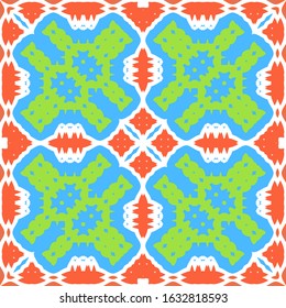 Traditional ornate mexican talavera. Hand drawn design. Vector seamless pattern watercolor. Red abstract background for web backdrop, print, pillows, surface texture, wallpaper, towels.