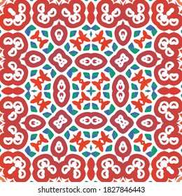 Traditional ornate mexican talavera. Hand drawn design. Collection of vector seamless patterns. Red abstract backgrounds for web backdrop, print, pillows, surface texture, wallpaper, towels.