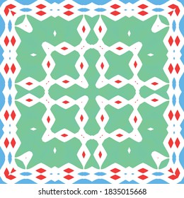 Traditional ornate mexican talavera. Hand drawn design. Vector seamless pattern watercolor. Red abstract background for web backdrop, print, pillows, surface texture, wallpaper, towels.