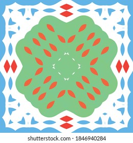 Traditional ornate mexican talavera. Hand drawn design. Vector seamless pattern watercolor. Red abstract background for web backdrop, print, pillows, surface texture, wallpaper, towels.