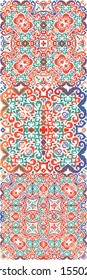 Traditional ornate mexican talavera. Kit of vector seamless patterns. Hand drawn design. Red abstract backgrounds for web backdrop, print, pillows, surface texture, wallpaper, towels.