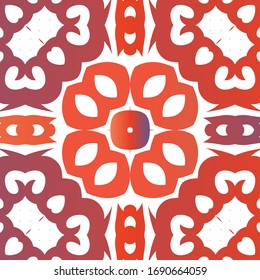 Traditional ornate mexican talavera. Modern design. Vector seamless pattern texture. Red abstract background for web backdrop, print, pillows, surface texture, wallpaper, towels.