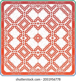 Traditional ornate mexican talavera. Modern design. Vector seamless pattern theme. Red abstract background for web backdrop, print, pillows, surface texture, wallpaper, towels.