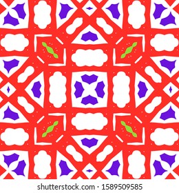 Traditional ornate mexican talavera. Universal design. Vector seamless pattern concept. Red abstract background for web backdrop, print, pillows, surface texture, wallpaper, towels.