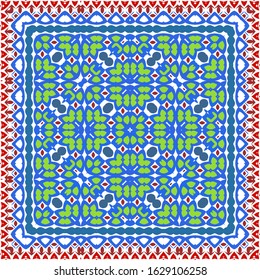 Traditional ornate mexican talavera. Universal design. Vector seamless pattern concept. Red abstract background for web backdrop, print, pillows, surface texture, wallpaper, towels.