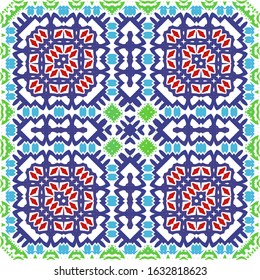 Traditional ornate mexican talavera. Universal design. Vector seamless pattern concept. Red abstract background for web backdrop, print, pillows, surface texture, wallpaper, towels.