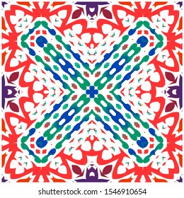 Traditional ornate mexican talavera. Vector seamless pattern collage. Geometric design. Red abstract background for web backdrop, print, pillows, surface texture, wallpaper, towels.