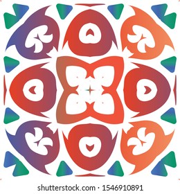 Traditional ornate mexican talavera. Vector seamless pattern template. Kitchen design. Red abstract background for web backdrop, print, pillows, surface texture, wallpaper, towels.