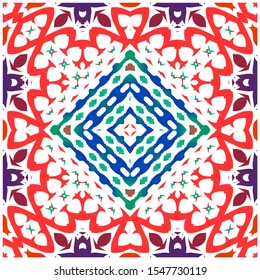Traditional ornate mexican talavera. Vector seamless pattern collage. Geometric design. Red abstract background for web backdrop, print, pillows, surface texture, wallpaper, towels.