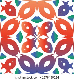 Traditional ornate mexican talavera. Vector seamless pattern flyer. Creative design. Red abstract background for web backdrop, print, pillows, surface texture, wallpaper, towels.