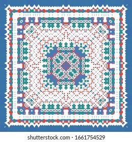 Traditional ornate mexican talavera. Vector seamless pattern elements. Modern design. Red abstract background for web backdrop, print, pillows, surface texture, wallpaper, towels.