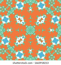 Traditional ornate mexican talavera. Vector seamless pattern elements. Modern design. Red abstract background for web backdrop, print, pillows, surface texture, wallpaper, towels.