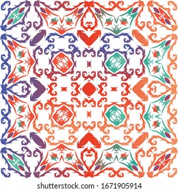 Traditional ornate mexican talavera. Vector seamless pattern arabesque. Creative design. Red abstract background for web backdrop, print, pillows, surface texture, wallpaper, towels.